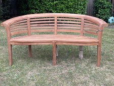 Solid Teak Banana Bench - Outdoor, Classic Design