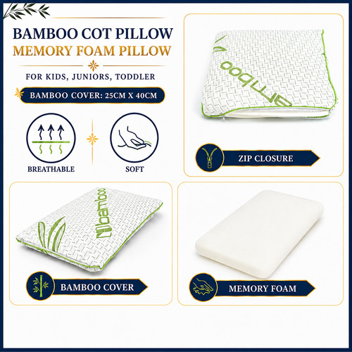 Bamboo memory foam cot - memory, pillow