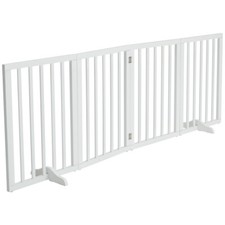 4 Panels Folding Pet Gate Wooden Freestanding Dog Fence Safety Barrier Divider