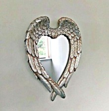 Vintage Angel Wings Cherub Wall Mirror Shabby Chic Heart Shaped Vanity Mirror