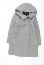 Zara Women's Grey Hooded Wool Coat Size 8