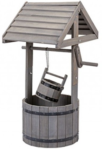 Large wooden wishing well - wooden,