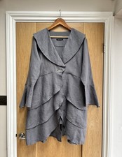 Terry Macey Grey Irish Linen Jacket Frill Size M Made in England Layering