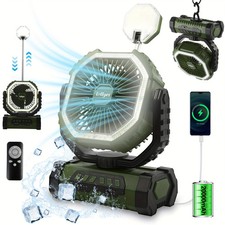 Portable Camping Fan 20000mAh Rechargeable Battery Fan with LED lights A+