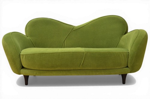 Green velvet sofa curved - velvet,