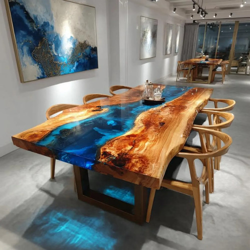 Blue resin river - blue, table