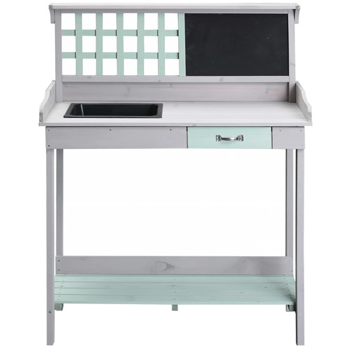 Grey wooden potting - grey, bench