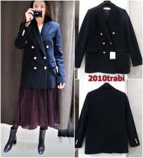 ZARA DARK NAVY VELVET DOUBLE-BREASTED BLAZER SIZE XS 6/8