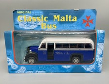Original Classic Malta Bus Model In Blue, Boxed & Unopened.