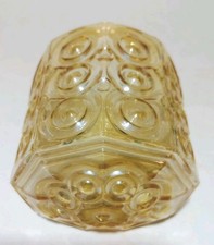 1970 Vintage Amber Glass Light Shade Globe Bullseye Pattern Art Deco Mid-Century