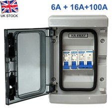 4 Way Consumer Unit 6A + 16A MCB 100A Isolator Weatherproof Garage Shed Caravan