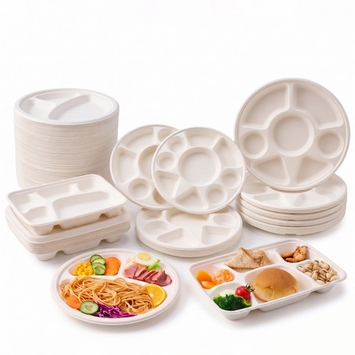 Bagasse compartment plates - bagasse,