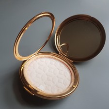 Stratton powder compact mirror brass make-up 8cm vintage atomic spiral England