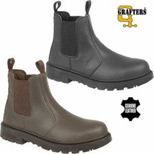 Grafters Mens Womens Chelsea Safety Steel Toe Dealer Boots Shoes Black & Brown