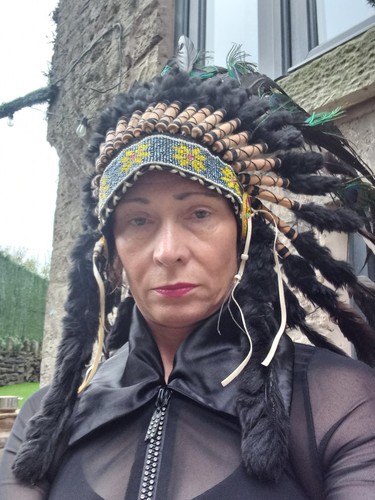 Red indian headdress statement - headdress,