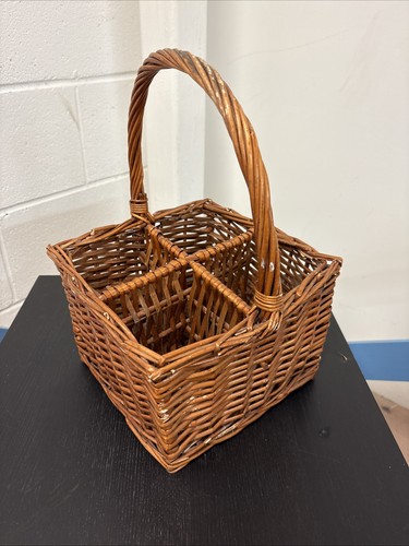 Vintage bottle wicker basket - vintage,