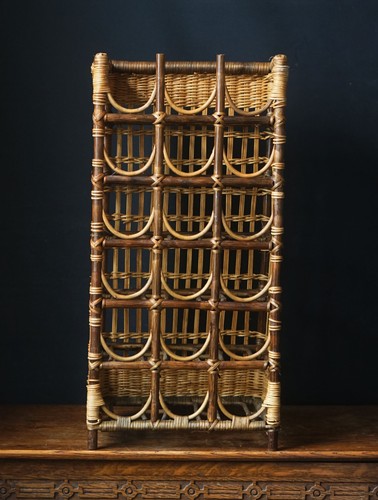 Vintage wicker bamboo wine - wicker, &
