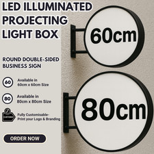 Projecting Lightbox Round LED Illuminated Outdoor Sign-60cm/80cm Silver/Black