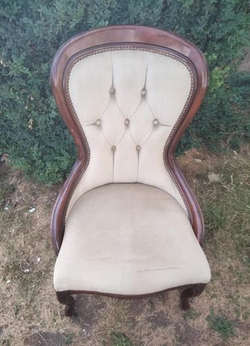 Mahogany framed fabric button