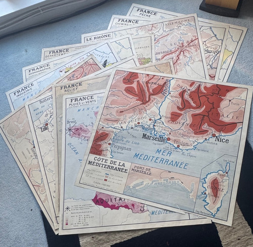 Vintage french school - french, maps