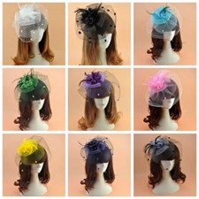 Chenille Dot Birdcage Veil Wedding Bridal Headpiece Fascinator Floral Tilt Hat
