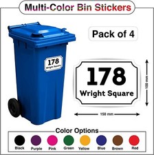 4 x Wheelie Bin Numbers Custom House Street Name Stickers Peel Stick A5/A6 PBN02