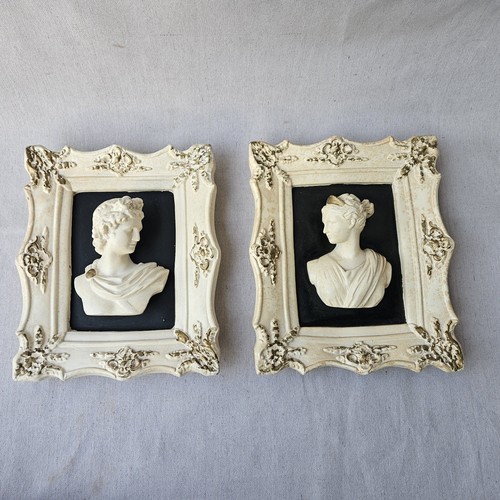 Vtg pair roman plaster relief - pair,