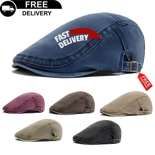 Men flat cap washed newsboy - men,