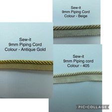 9mm Flanged Piping Cord Trim For Furniture, Upholstery and Crafting 8 Colours