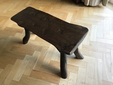 Wooden Rustic Bench Seat with Natural Edges and Log Legs