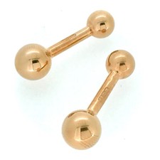 Barbell Cufflinks Hallmarked 18ct Red Rose Gold Plated Sterling Silver Ball