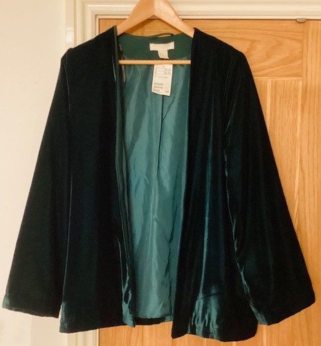 Green velvet open style jacket - green,