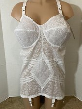 46D RAGO Lace CORSELETTE 6 Garters Open Bottom Girdle Bra Body Briefer 9357