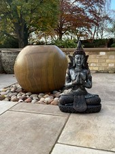 Extra Large Blue Bronze Silver Cross Leg Praying Buddha Garden Decor Decoration