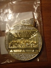 The Last Supper Amulet Troy Gold with Gold Steel Chain Sealed In Packaging