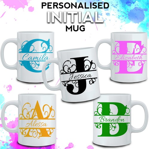 Personalised initial name - personalised, mug