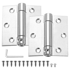 2 Pcs 3 Inch Spring Loaded Self Closing Door Hinge with Screws Wrench Silver