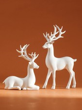 2 Pcs Reindeer Statues,Xmas Figurines,Indoor Holiday Decor Table Centerpieces UK