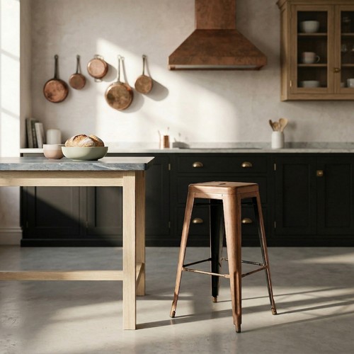 Tolix inspired metal - metal, stool