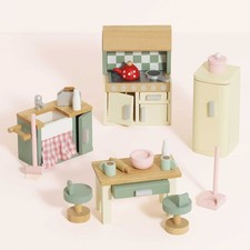 Le Toy Van Wooden Dolls house Kitchen Furniture ME059C - 20 Piece Set