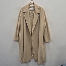 MaxMara Cashmere Wool Blend City Chic Beige Camel Long Open Overcoat Coat Uk 14