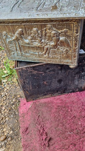 Vintage embossed brass coal - brass,