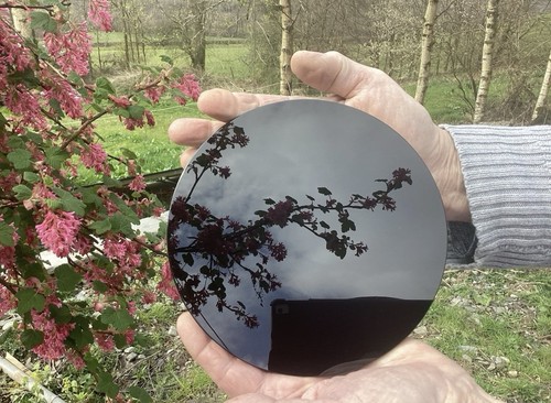 Black obsidian scrying mirror - black,