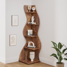 Tribesigns Corner Shelf,Modern 5-Tier Wall Bookshelf Small Bookcase Storage Rack
