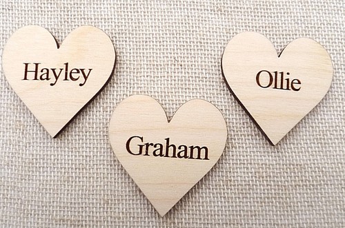Wooden personalised hearts for - wooden,