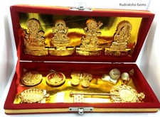 HINDU GOD STATUE YANTRA DIWALI PUJA BOX KUBERA GANESHA LAXMI SARASWATI IDOL COIN