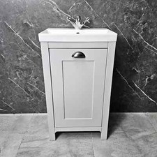 Derby 500mm Traditional Style Vanity Unit - Dark / Light Grey Oak - Optional Tap