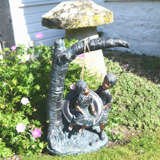 LOVELY "CHILDRENS' TYRE SWING" GARDEN ORNAMENT, BRONZE EFFECT, HALF NORMAL PRICE