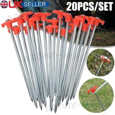 20 x Heavy Duty Hard Ground 25cm Metal Top Rock Peg Hook Top Camping Awning Tent