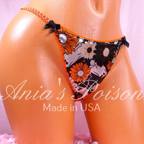 Halloween satin triangle thong - halloween,